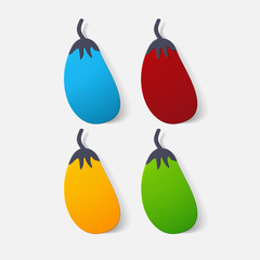 Paper clipped sticker: vegetable eggplant