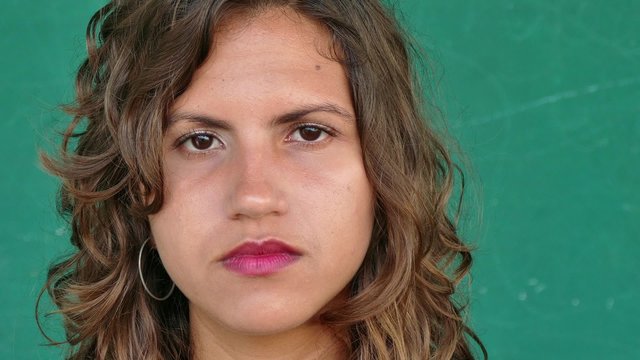 38 Hispanic People Portrait Young Sad Woman Face Expression