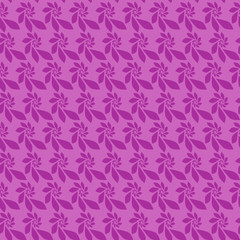 Seamless pattern of abstract pink leaves swirling spiral
