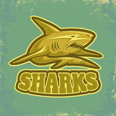 sport logo with shark