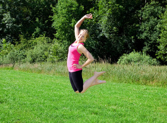 young woman jumping