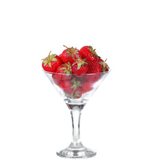 glass of red strawberry isolated on white background