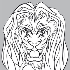 Angry lion head - editable vector graphic