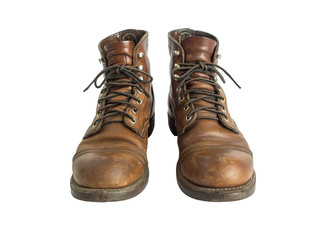 Men's leather shoes isolated on white background. Clipping path.