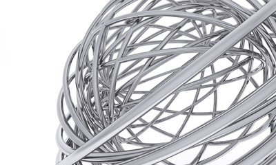bent chrome pipes on a white background