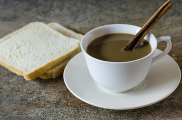 hot coffee and bread