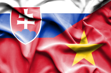 Waving flag of Vietnam and Slovak