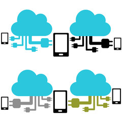 Cloud technology vector icons set