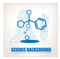 Molecule symbol on science laboratory background.