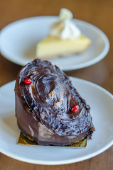 Chocolate yule log cake