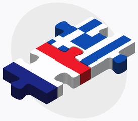 France and Greece Flags