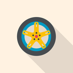 Car wheel / tyre flat design with long shadow.