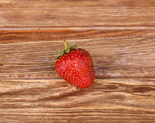 Ripe strawberries, isolated on wooden background. Top View