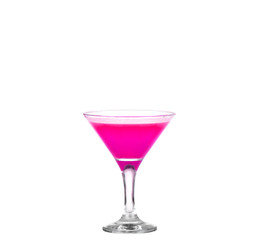 Fresh pink cocktail isolated on white background