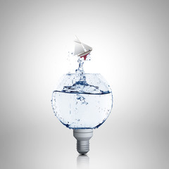 Light bulb with water