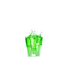   green cocktail with splash isolated on white background
