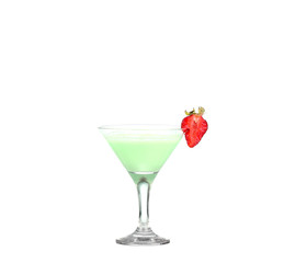   green cocktail with  isolated on white background