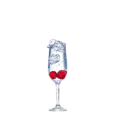 cherry splash in a cocktail glass on white