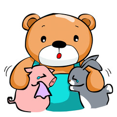 cute big bear and best friend vector