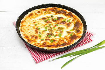 Scrambled eggs with green onions