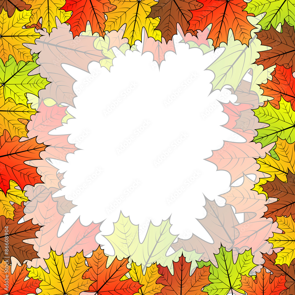Wall mural autumnal maple leaf vector background with copy space in the cen