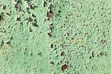 old background of rusty metal painted green