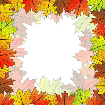 Autumnal maple leaf vector background with copy space in the cen