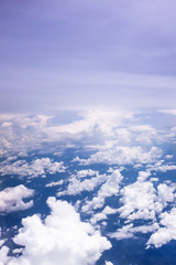 view from the window when airplane flying in the cloud