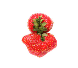 Strawberries with leaves. Isolated on a white background