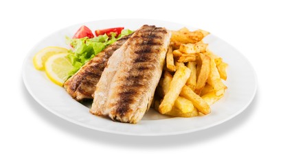 Fish, French Fries, Grilled.