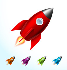 Colorful rocket icons. Web elements