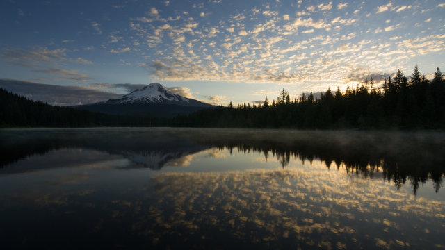 Sunrise on Mt Hood at Trillium Lake, Oregon