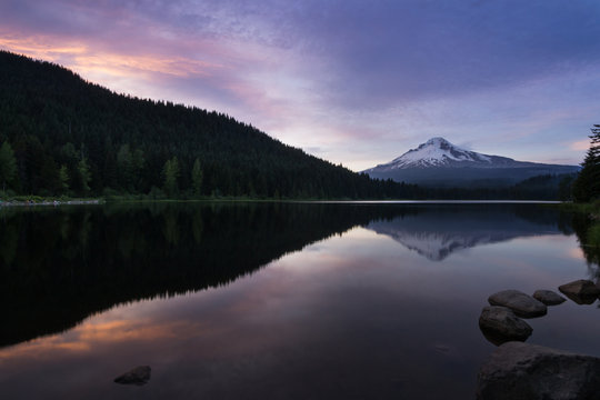 Sunset on Mt Hood at Trillium Lake, Oregon