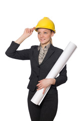 Woman engineer with draft papers