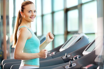 Gym, center, running.
