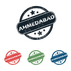 Obraz premium Round Ahmedabad city stamp set