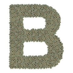 letter B made of old and dirty microprocessors, isolated on