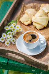 Delicious croissant and coffee