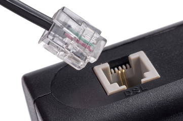 Router connecting to the Internet on white