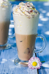 Sweet latte in sunny garden