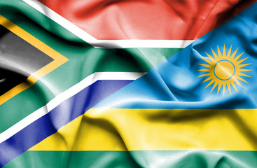 Waving flag of Rwanda and  South Africa © irishmaster