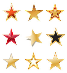 set stars with gold, red, black colors