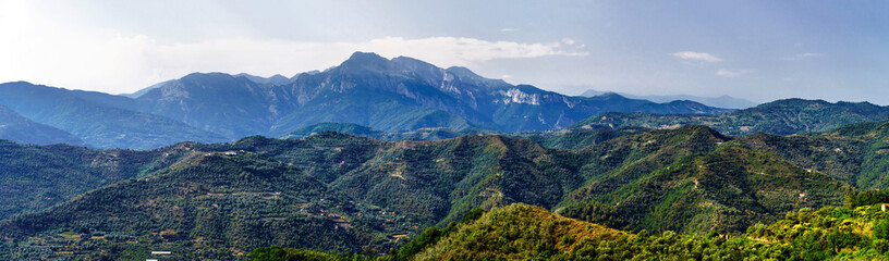 Fototapeta premium Beautiful panoramic view of italien mountains, tourism concept