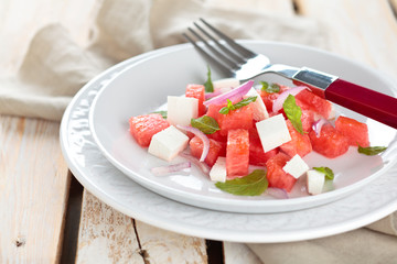 Watermelon salad.