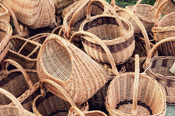 Plenty straw basket taken closeup.