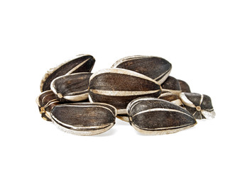 Sunflower seeds on a white background