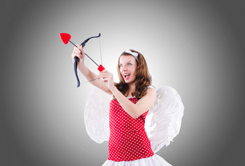 Woman with bow in valentine concept