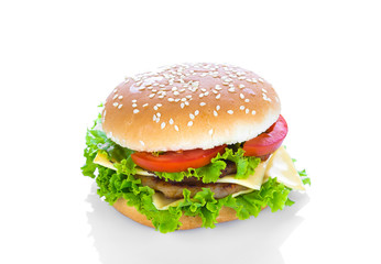 Hamburger on white background