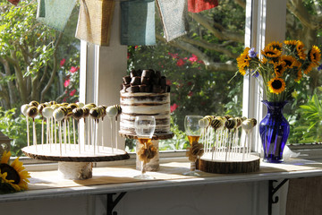 Wedding Cake with Sunflowers