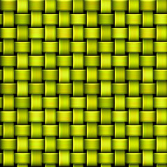 Seamless green and yellow pattern with intertwining structure resembling basket